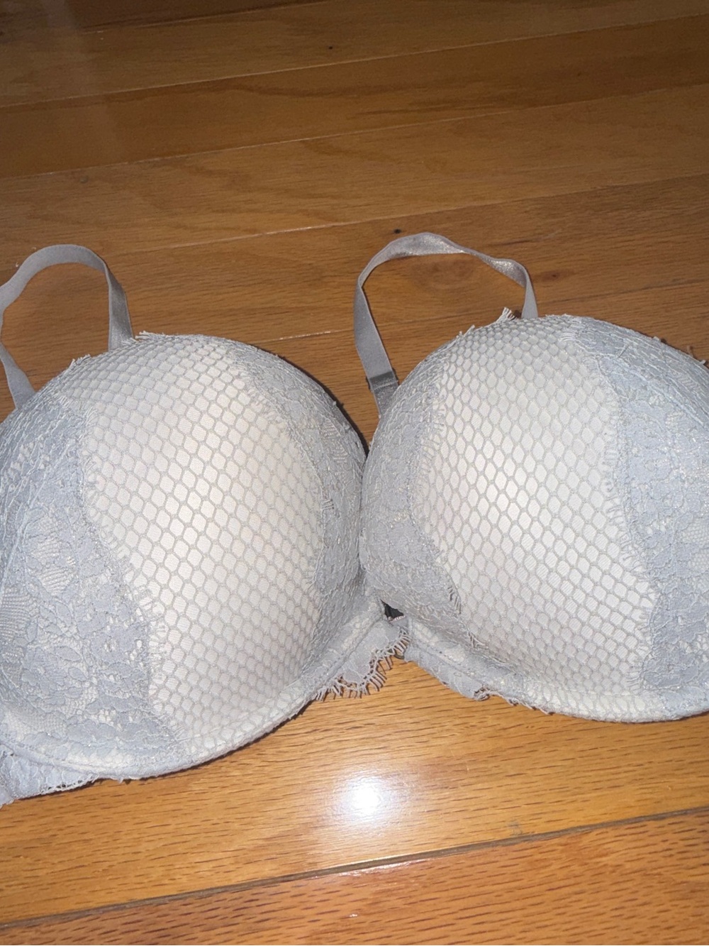 Bombshell Lace Overlay Light Gray Push-Up Bra